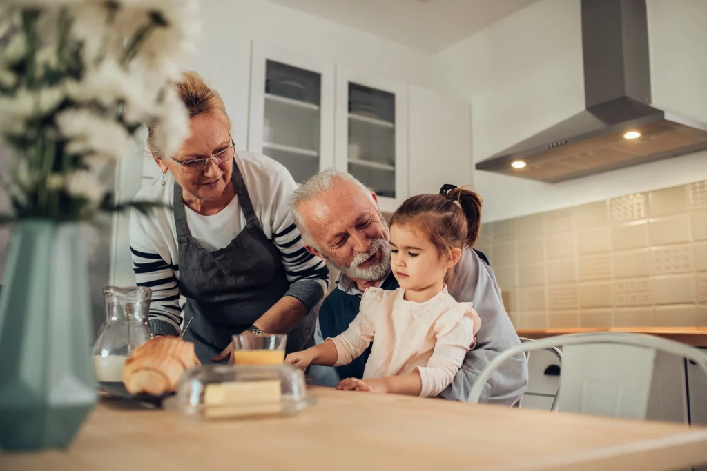 Grandparents with their grandchild.
